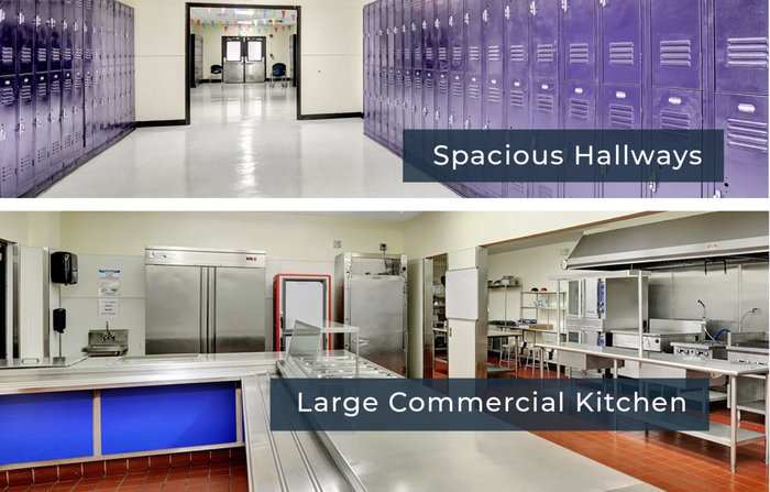 Spacious hallways with lockers
